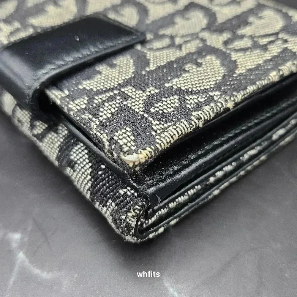 Christian Dior Trotter Canvas Trifold Wallet with dust bag and box.